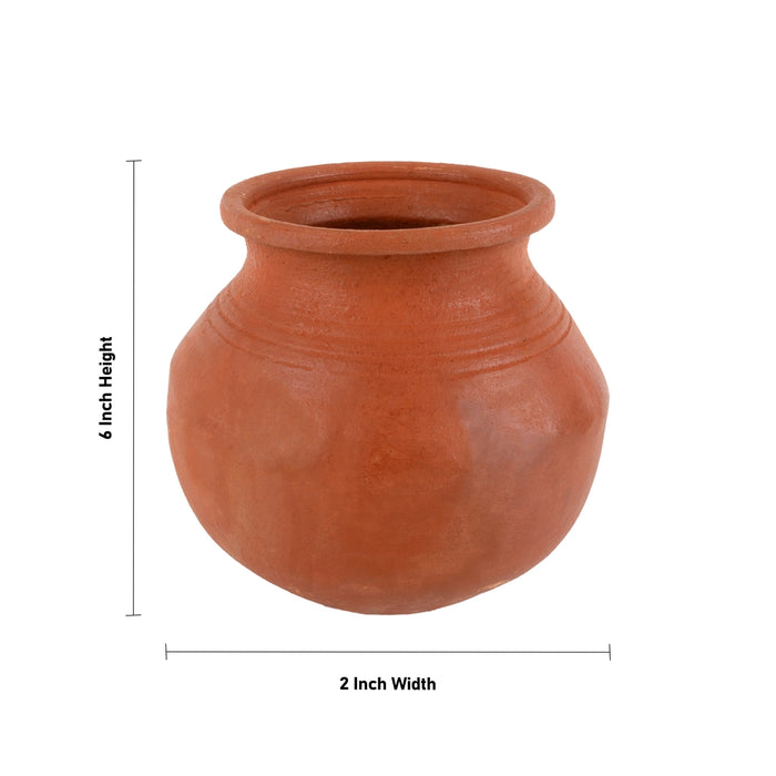 Terracotta Pot - 6 Inches | Clay Matka Pot/ Earthen Pot / Man Paanai for Home Decor