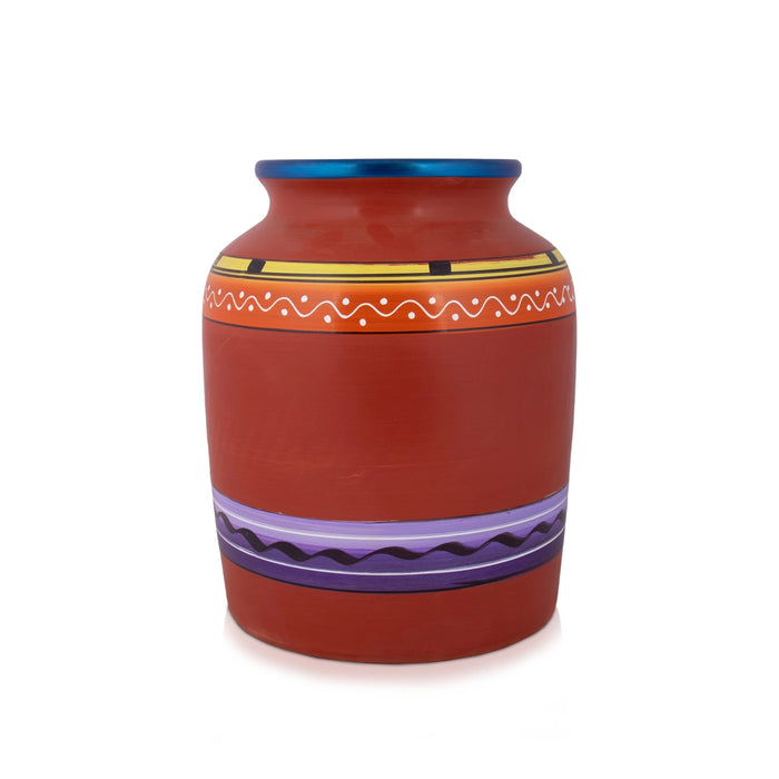 Clay Water Pot - 17 Inches | 13 Ltr/ Painted Water Pot With Tap/ Handmade Water Pot for Home