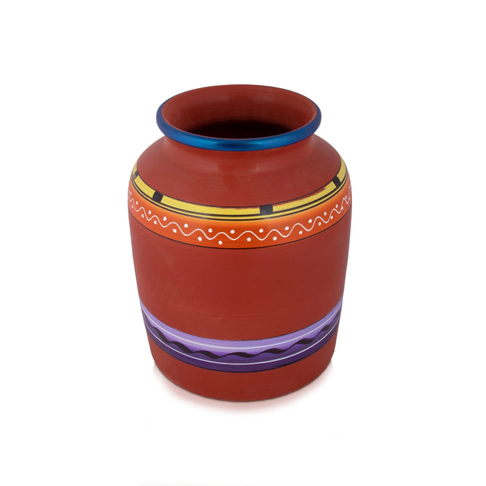 Clay Water Pot - 17 Inches | 13 Ltr/ Painted Water Pot With Tap/ Handmade Water Pot for Home
