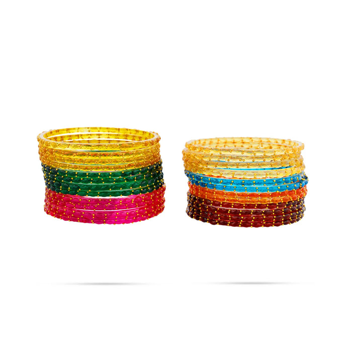 Raindrop Glass Bangles - 2 Dozen | 2.5 Inches/ Glass Chudi/ Lahti Glass for Ladies
