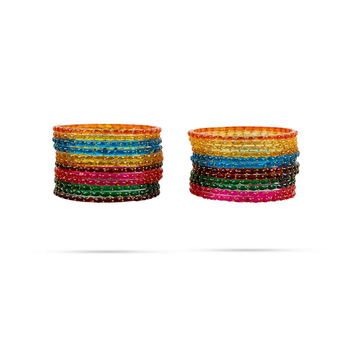 Raindrop Glass Bangles - 2 Dozen | Glass Chudi/ 2.5 Inches/ Lahti Glass for Ladies