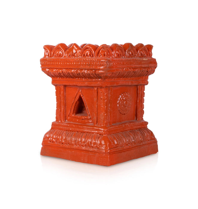 Tulasi Maadam - 6.7 x 4.5 Inches | Clay Holy Basil Maadam/ Tulsi Brindavanam for Pooja Decor