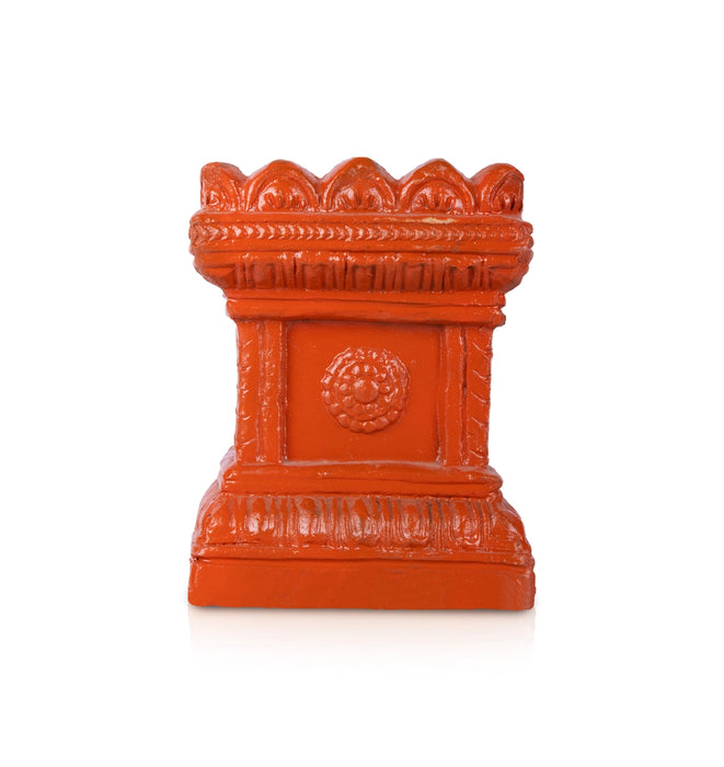 Tulasi Maadam - 6.7 x 4.5 Inches | Clay Holy Basil Maadam/ Tulsi Brindavanam for Pooja Decor