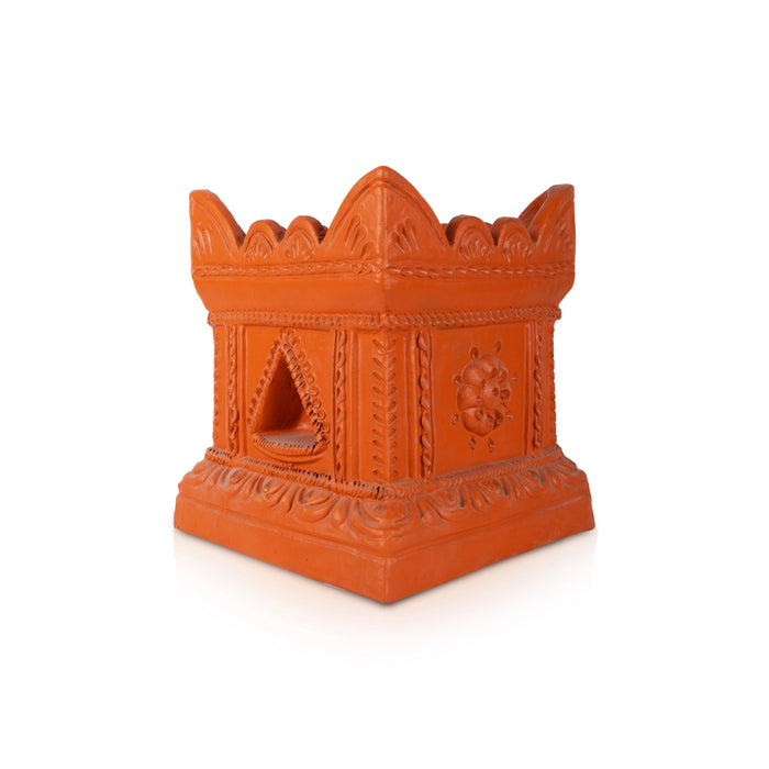 Thulasi Maadam - 12 x 9.8 Inches | Clay Tulsi Vrindavan/ Tulasi kota for Pooja