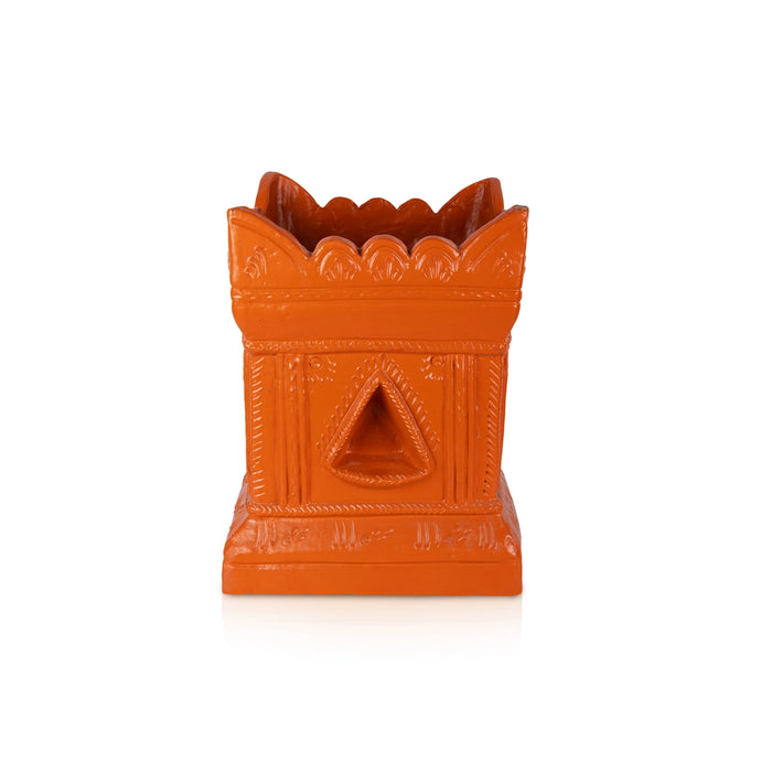 Thulasi Vrindavan - 15 x 13 Inches | Clay Tulsi Maadam/ Holu Basil Plant For Home