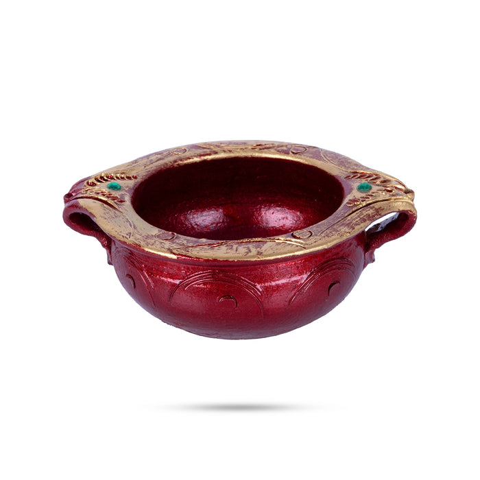 Urli - 2.5 x 7.5 Inches | Clay Uruli/ Flower Pot With Handle for Home & Pooja