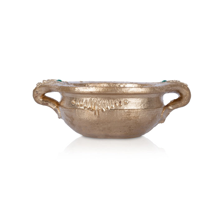 Flower Pot - 2.5 x 7.5 Inches | Clay Urli / Uruli With Handle / Urli For Floral Decoration And Home Decor