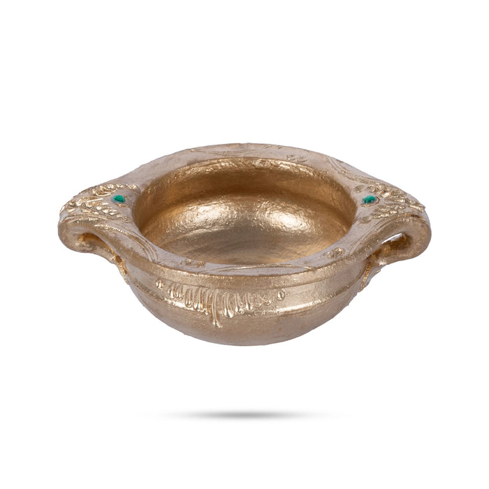 Flower Pot - 2.5 x 7.5 Inches | Clay Urli / Uruli With Handle / Urli For Floral Decoration And Home Decor