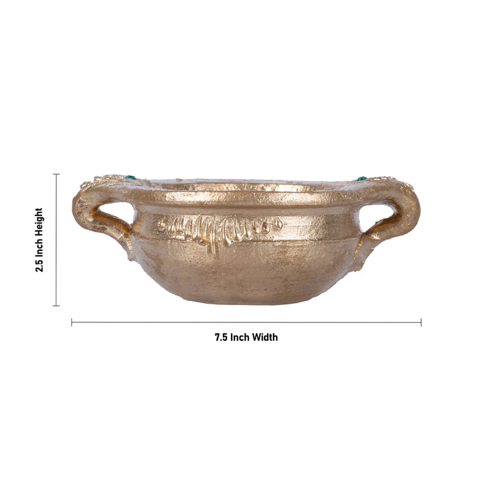 Flower Pot - 2.5 x 7.5 Inches | Clay Urli / Uruli With Handle / Urli For Floral Decoration And Home Decor