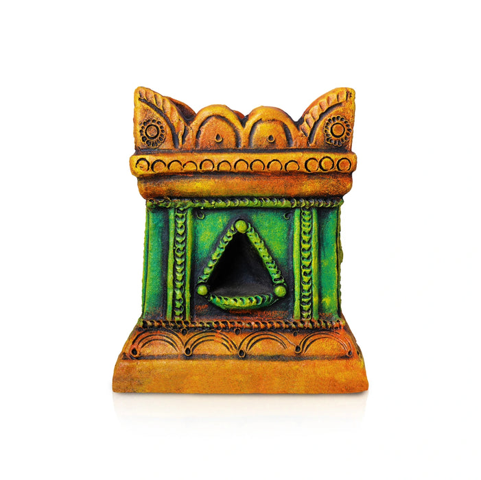 Tulasi Maadam - 10 x 8.5 Inches | Terracotta Colour Tulsi Plant/ Tulasi Vrindavan/ Holy Basil Maadam for Home Decor