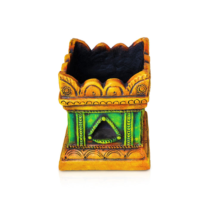 Tulasi Maadam - 10 x 8.5 Inches | Terracotta Colour Tulsi Plant/ Tulasi Vrindavan/ Holy Basil Maadam for Home Decor