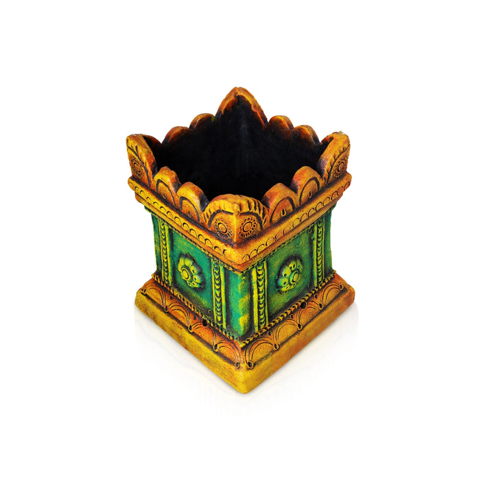 Tulasi Maadam - 10 x 8.5 Inches | Terracotta Colour Tulsi Plant/ Tulasi Vrindavan/ Holy Basil Maadam for Home Decor