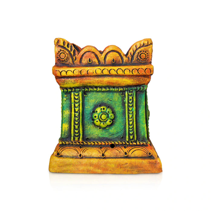 Tulasi Maadam - 10 x 8.5 Inches | Terracotta Colour Tulsi Plant/ Tulasi Vrindavan/ Holy Basil Maadam for Home Decor