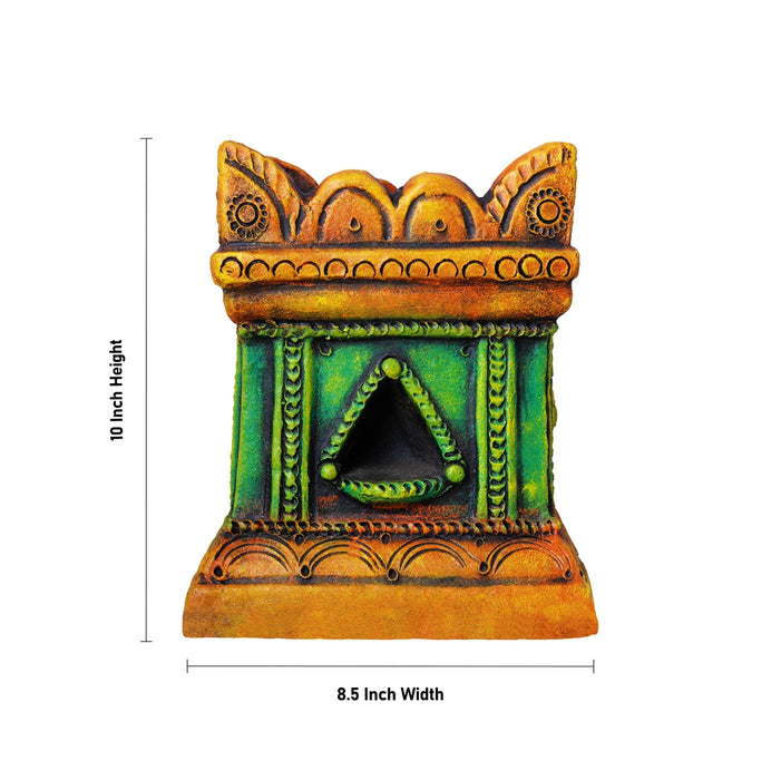 Tulasi Maadam - 10 x 8.5 Inches | Terracotta Colour Tulsi Plant/ Tulasi Vrindavan/ Holy Basil Maadam for Home Decor