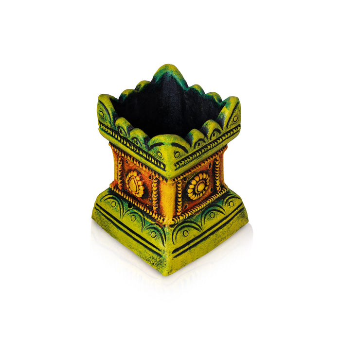 Tulasi Maadam - 8 x 7 Inches | Terracotta Colour Holy Basil Maadam/ Tulsi Brindavanam for Pooja Decor