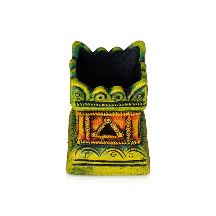 Tulasi Maadam - 8 x 7 Inches | Terracotta Colour Holy Basil Maadam/ Tulsi Brindavanam for Pooja Decor