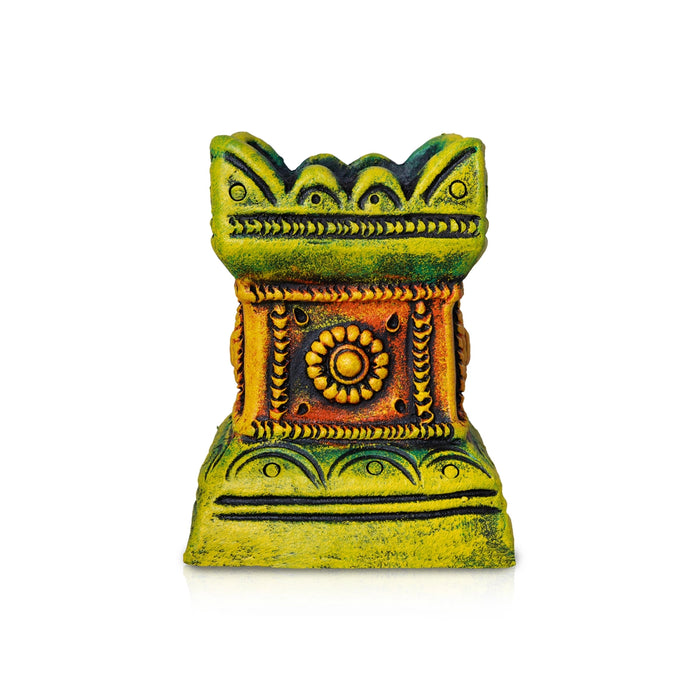 Tulasi Maadam - 8 x 7 Inches | Terracotta Colour Holy Basil Maadam/ Tulsi Brindavanam for Pooja Decor