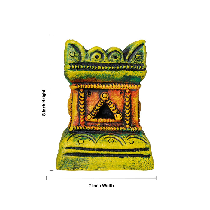 Tulasi Maadam - 8 x 7 Inches | Terracotta Colour Holy Basil Maadam/ Tulsi Brindavanam for Pooja Decor