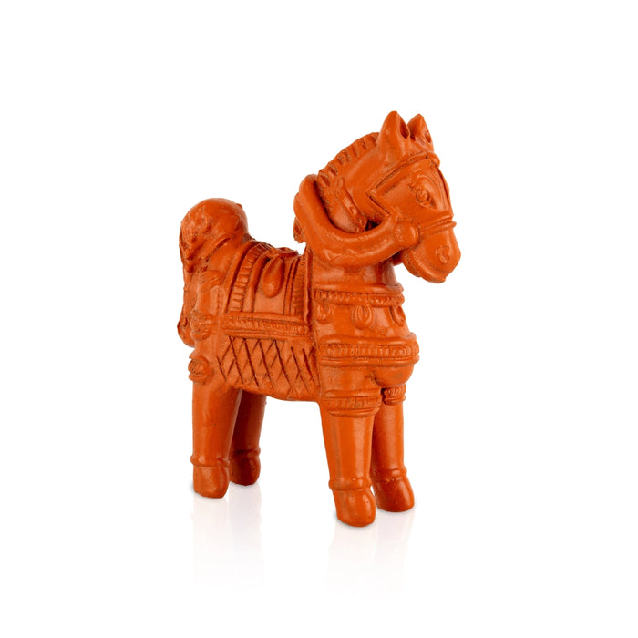 Horse Statue - 4.25 x 3.5 Inches | Horse Figurine/ Terracotta Clay Horse Sculpture