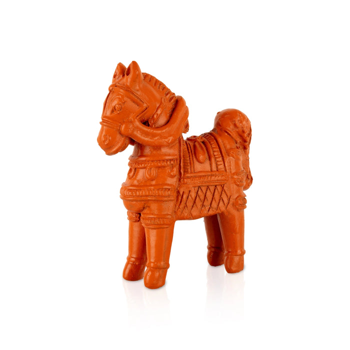 Horse Statue - 4.25 x 3.5 Inches | Horse Figurine/ Terracotta Clay Horse Sculpture