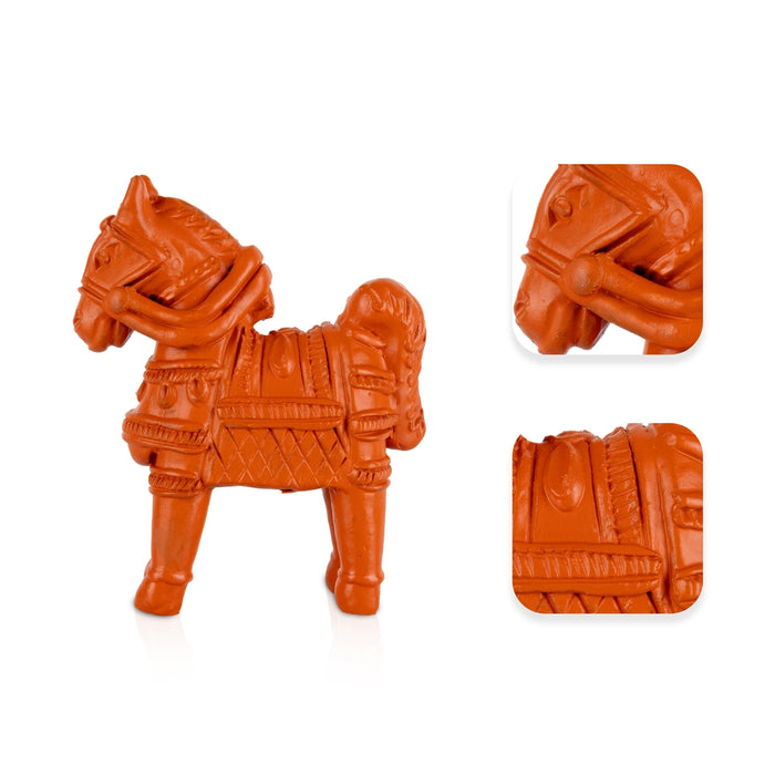 Horse Statue - 4.25 x 3.5 Inches | Horse Figurine/ Terracotta Clay Horse Sculpture