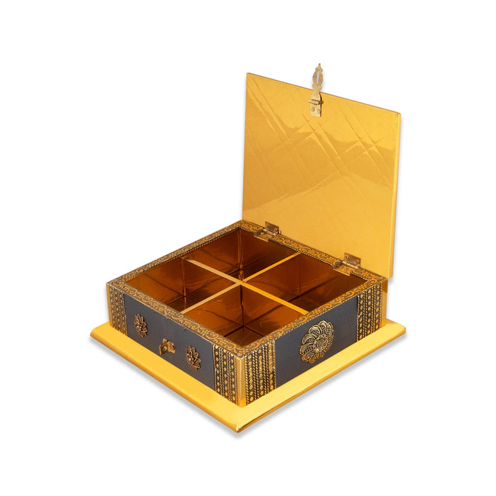 Dry Fruit Box - 8 x 8 Inches | Decorative Storage Box/ Wooden Dry Fruit Container/ Dry Fruits Gift Box for Home