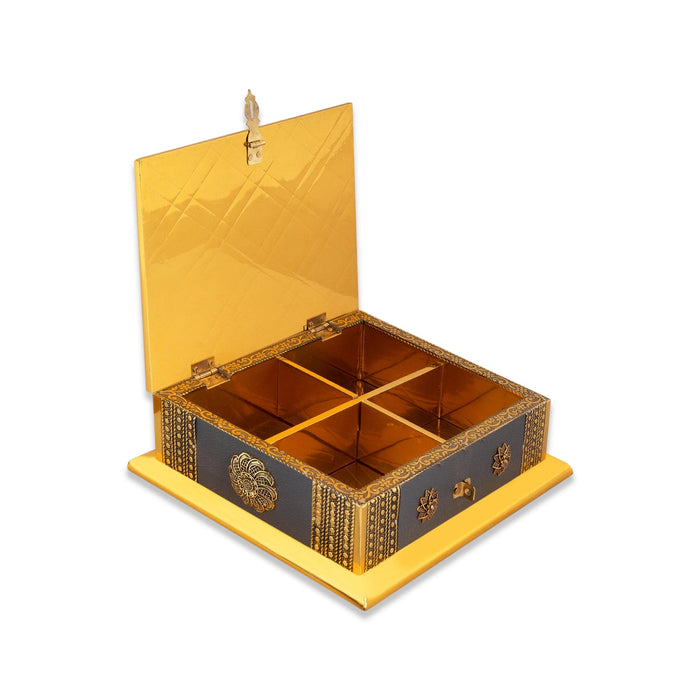 Dry Fruit Box - 8 x 8 Inches | Decorative Storage Box/ Wooden Dry Fruit Container/ Dry Fruits Gift Box for Home