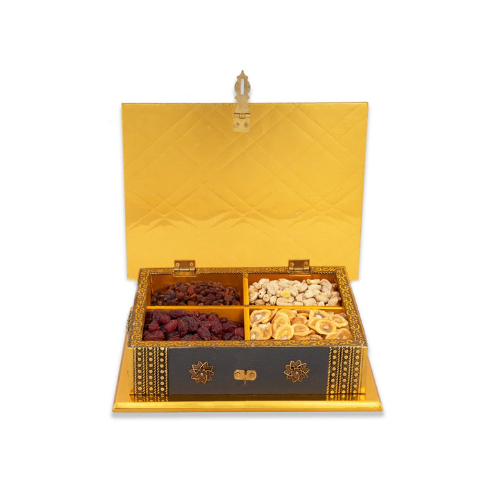 Dry Fruit Box - 8 x 8 Inches | Decorative Storage Box/ Wooden Dry Fruit Container/ Dry Fruits Gift Box for Home