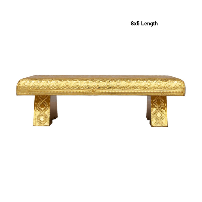 Patla - 8 X 5 Inches | Gold Polish Bajot/ Wooden Manai Palagai/ Chowki For Pooja And Deity Placement