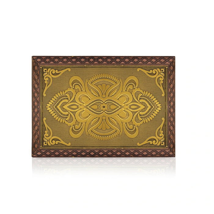 Patla - 7 X 10 Inches | Gold Polish Bajot/ Wooden Manai Palagai/ Chowki For Pooja And Deity Placement