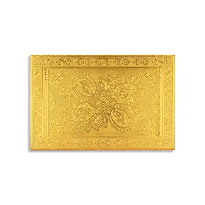 Pooja Chowki With Base - 2.5 x 12 x 18 Inches | Wood Manai Palagai/ Gold Polish Bajot/ Patla for Pooja