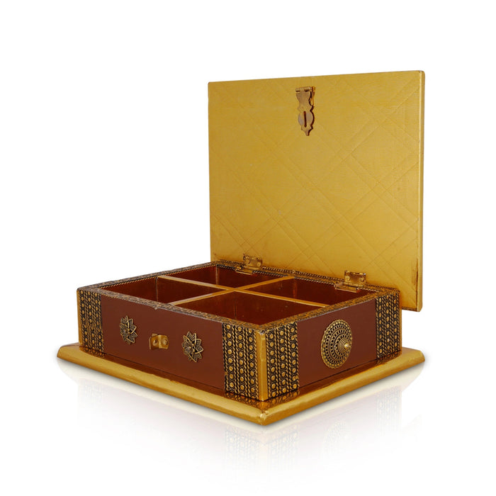 Dry Fruit Box - 3 x 9 x 7 Inches | Decorative Storage Box/ Wooden Dry Fruit Container/ Dry Fruits Gift Box for Home