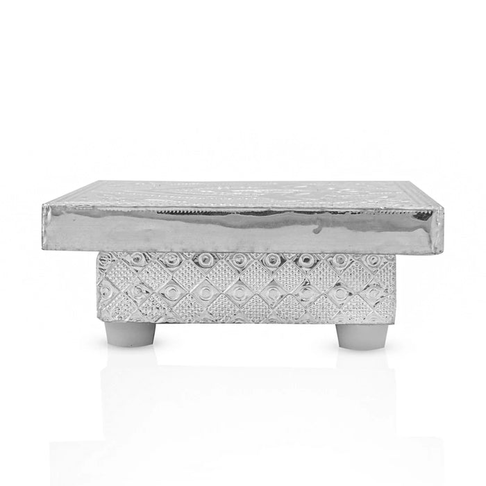 Bajot - 1.5 x 4 Inches | Silver Chowki/ Manai Palagai for Pooja/ 140 Gms Approx