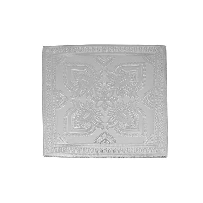 Bajot - 2.5 x 12 x 12 Inches | Wooden Manai Palagai/ Silver Polish Chowki for Pooja