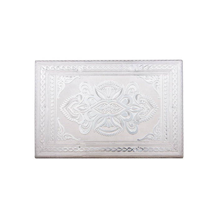 Bajot - 8 x 12 Inches | Silver Chowki/ Manai Palagai for Pooja/ 1.145 Kgs Approx