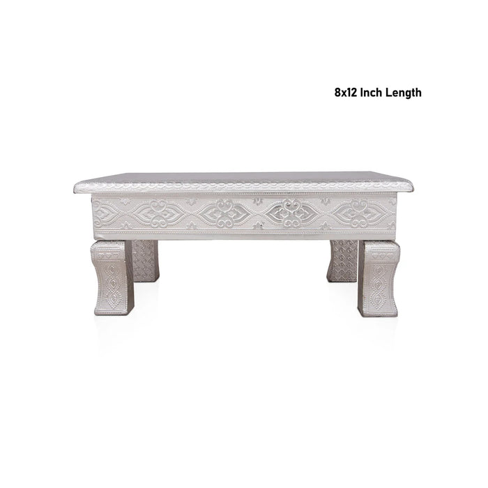 Bajot - 8 x 12 Inches | Silver Chowki/ Manai Palagai for Pooja/ 1.145 Kgs Approx