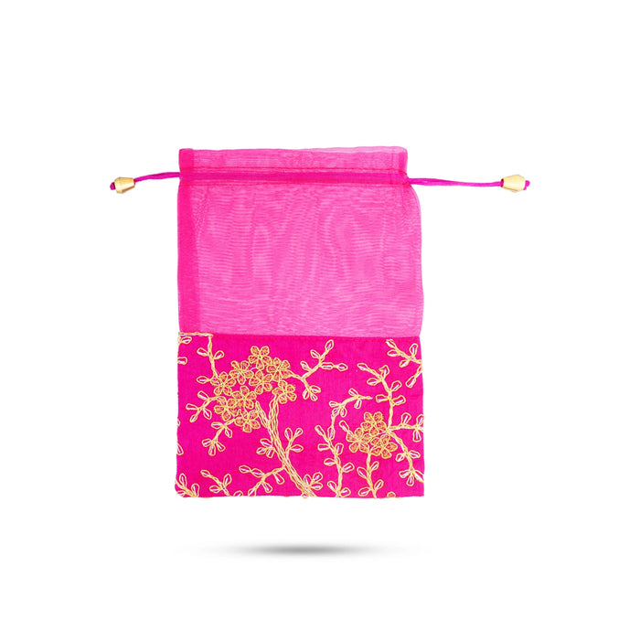 Thambulam Bag Set - 9.5 x 6.5 Inches | 5 Pcs/ Embroidery Potli Bag/ Return Gift Bag for Women/ Assorted Colour