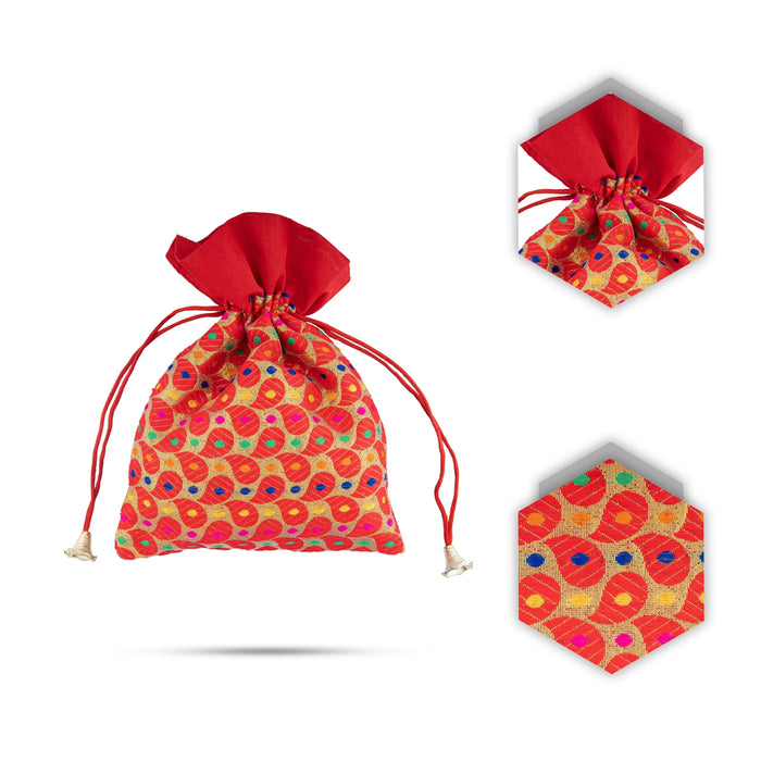 Fancy Thamboolam Bag Set - 9 x 7 Inches | 5 Pcs/ Brocade Potli Bag/ Gift Bag/ Return Gift Bag for functions