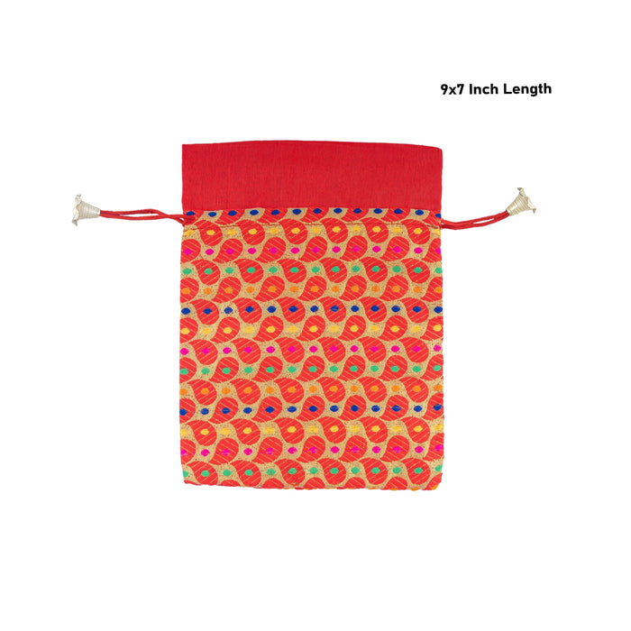 Fancy Thamboolam Bag Set - 9 x 7 Inches | 5 Pcs/ Brocade Potli Bag/ Gift Bag/ Return Gift Bag for functions