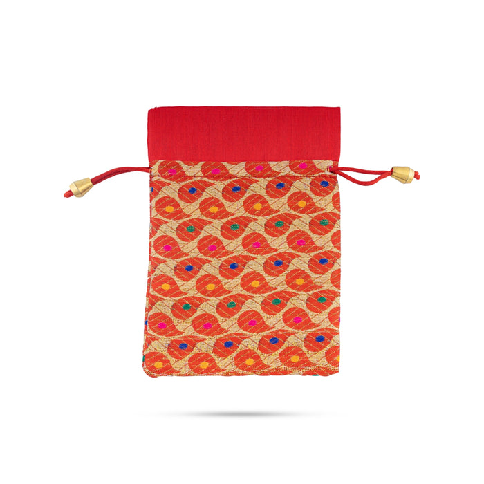 Fancy Thamboolam Bag Set - 7 x 5 Inches | 5 Pcs/ Brocade Potli Bag/ Gift Bag/ Return Gift Bag for functions