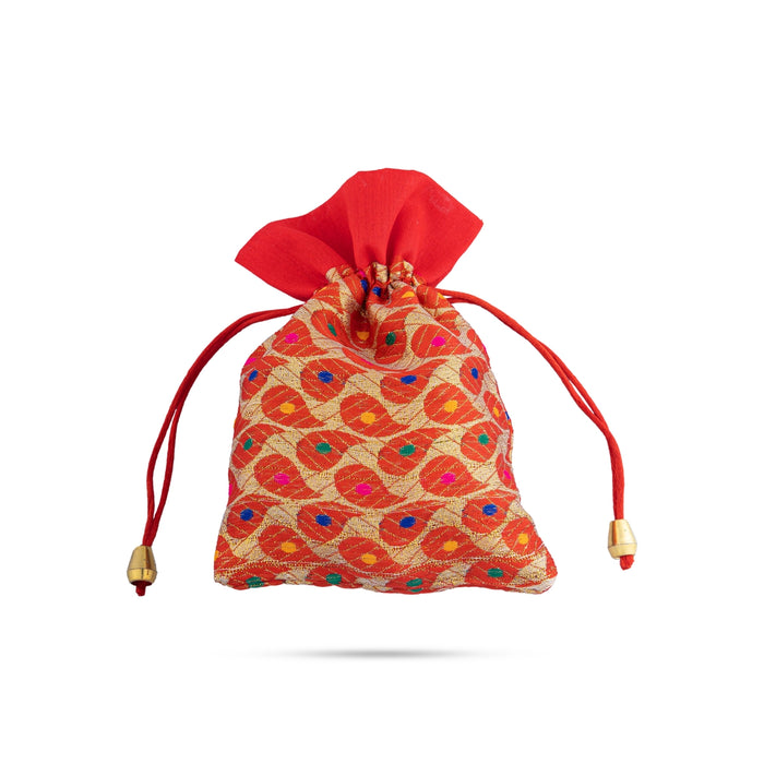 Fancy Thamboolam Bag Set - 7 x 5 Inches | 5 Pcs/ Brocade Potli Bag/ Gift Bag/ Return Gift Bag for functions