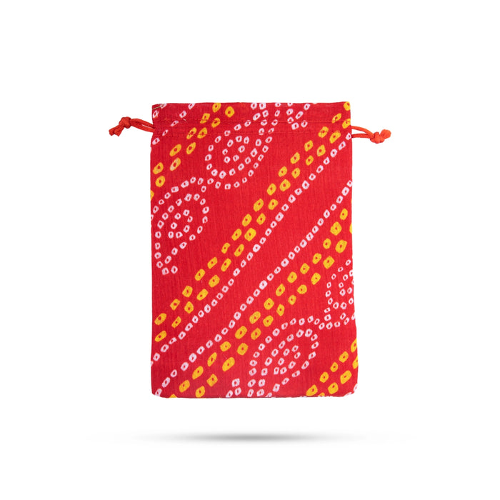 Thamboolam Bag Set - 7 x 5 Inches | 5 Pcs/ Bandhej Potli Bag / Tambula Bag / Fancy Bag for Wedding