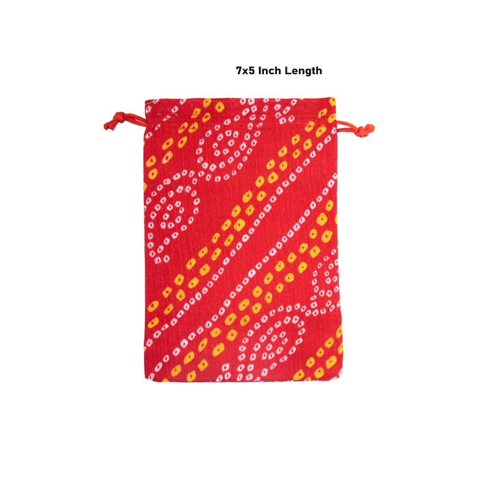 Thamboolam Bag Set - 7 x 5 Inches | 5 Pcs/ Bandhej Potli Bag / Tambula Bag / Fancy Bag for Wedding