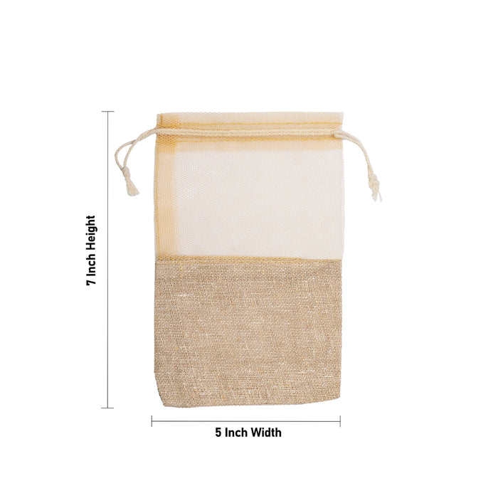 Thamboolam Bag Set - 7 x 5 Inches | 5 Pcs/ Potli Bag/ Jute Bag/ Tambula Bag for Wedding Return Gifts