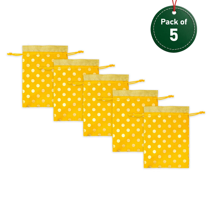 Thamboolam Bag Set - 7 x 5 Inches | 5 Pcs/ Tambulam Bag / Return Gift Pouch for Pooja