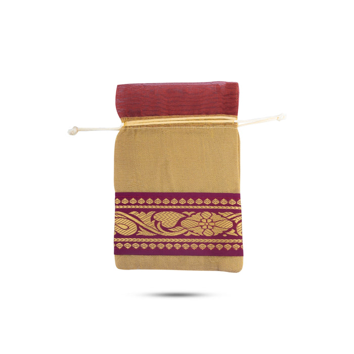 Thamboolam Bag Set - 7.5 x 5 Inches | 5 Pcs/ Jari Border Design Fancy Bag / Potli Bag/ Tambula Bag for Wedding