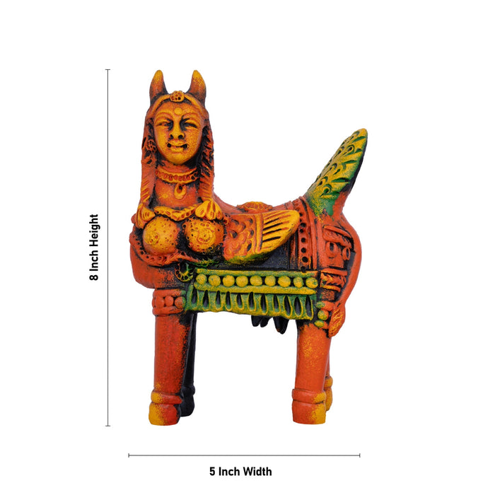 Kamadhenu Idol Terracotta Clay Golu Bommai - 8 x 5 Inches | Giri Golu Doll/ Navaratri Golu Bomma/ Bommai/ Gombe