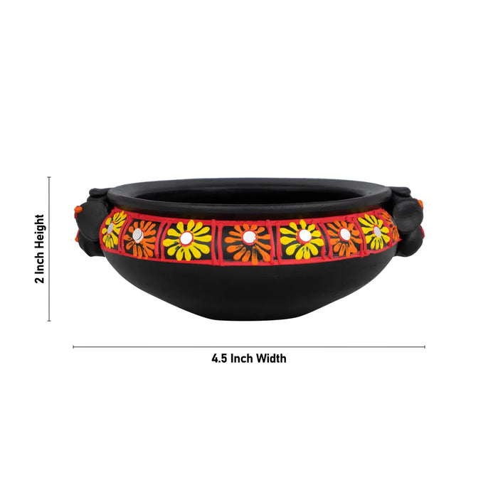 Terracotta Uruli - 2 x 4.5 Inches | Clay Flower Pot/Decorative Urli/Traditional Bowl for Festive Décor
