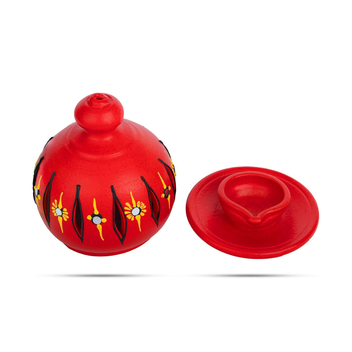 Plate Dhoom Agal - 5.5 Inches | Decorative Terracotta Clay Dhoom / Plate Dome For Pooja Decor