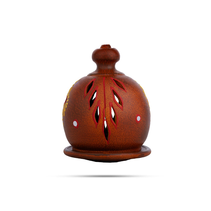 Plate Dhoom Agal - 5.5 Inches | Decorative Terracotta Clay Dhoom / Plate Dome For Pooja Decor
